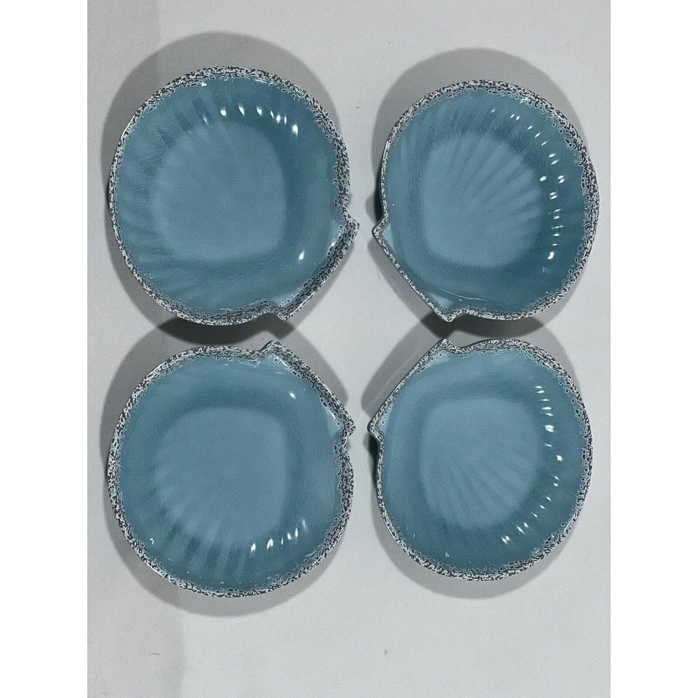 Tag Living Acrylic Seashell Plates Set‎ 4 Coastal Beach Dessert Appetizer Decor